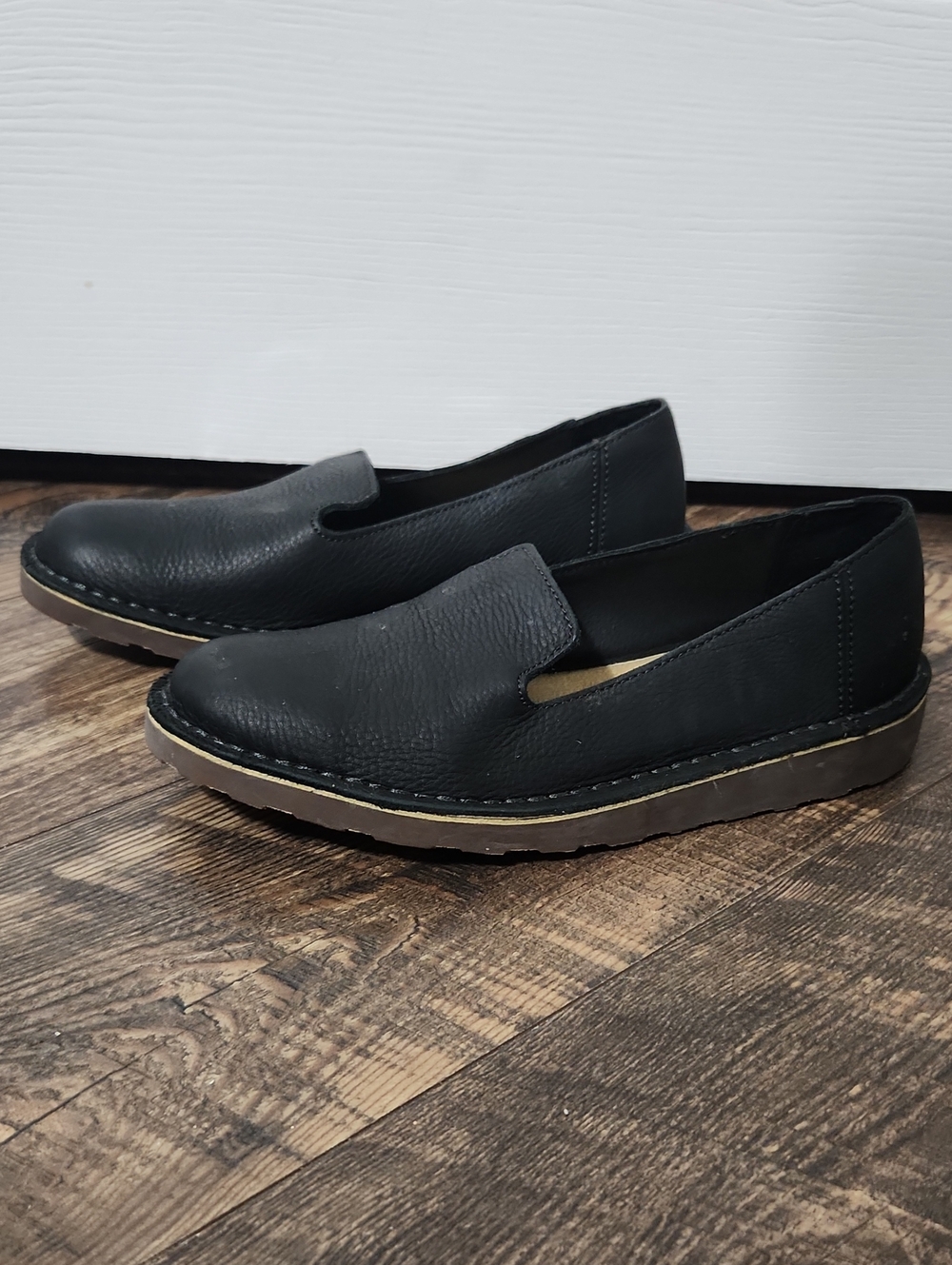 LL Bean Stonington Nubuck Black Slip-On Leather Loafers, Size 8M